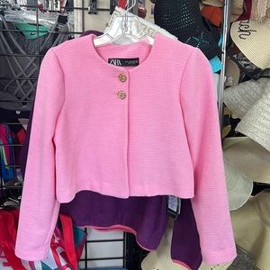 Zara Textured Blazer Pink size XS